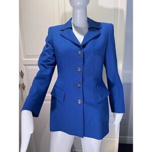 ESCADA Margaretha Ley Women's Blue 100% New Wool Blazer Jacket Size 38 Germany